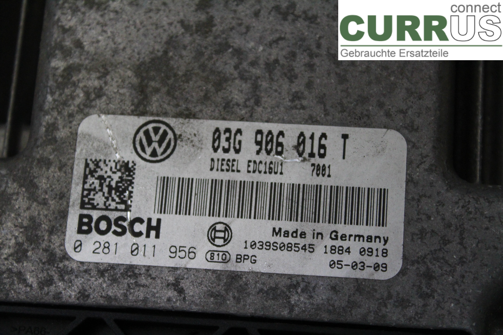 VW GOLF PLUS/CROSS GOLF 04-14 Motorens styreenhed (ECU) 03G906016T 2,0TDi/BKD