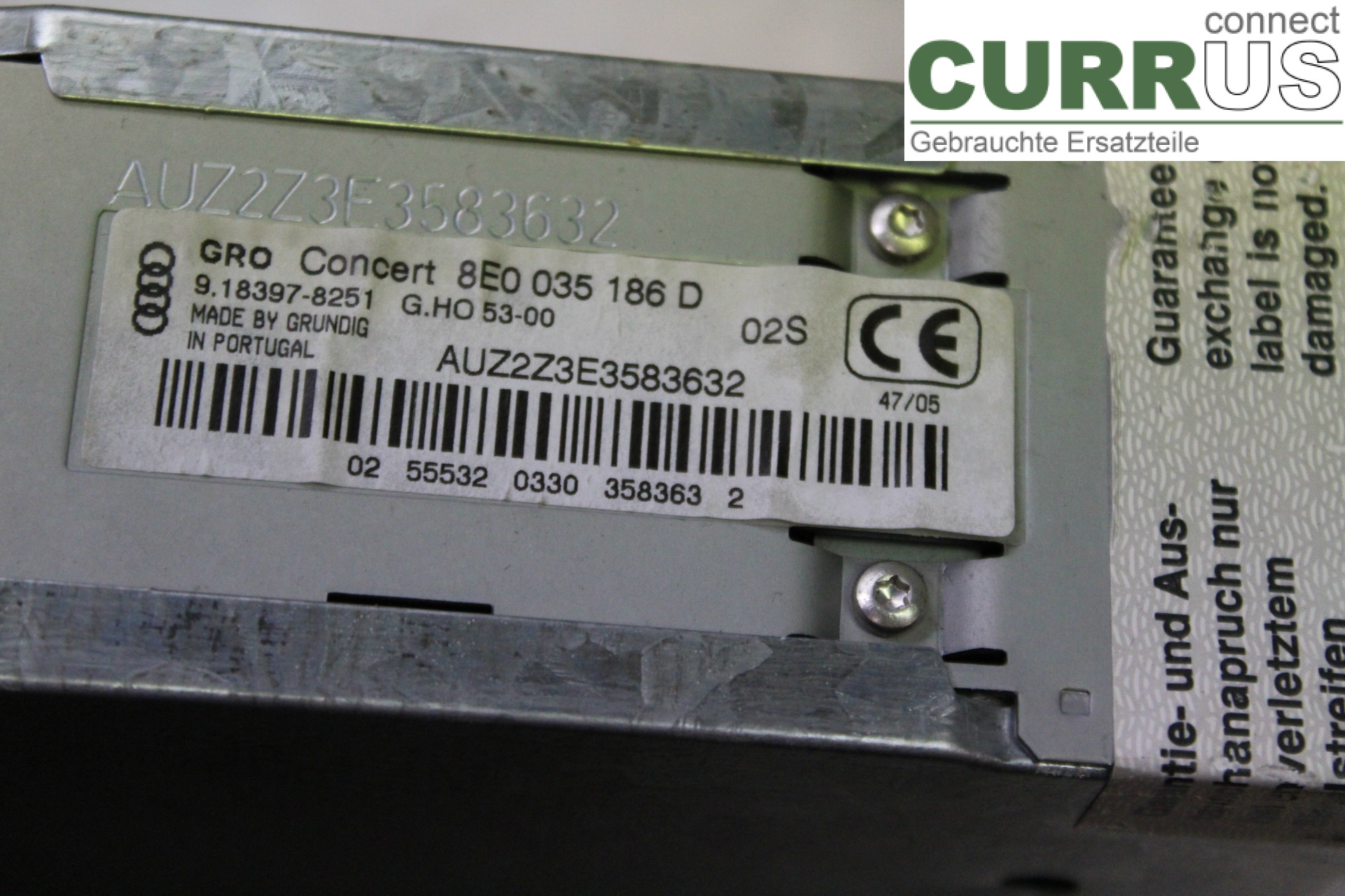 AUDI A4/S4  05-07 Radio CD /Multimediapanel 8E0035186D 3,0TDI/BKN