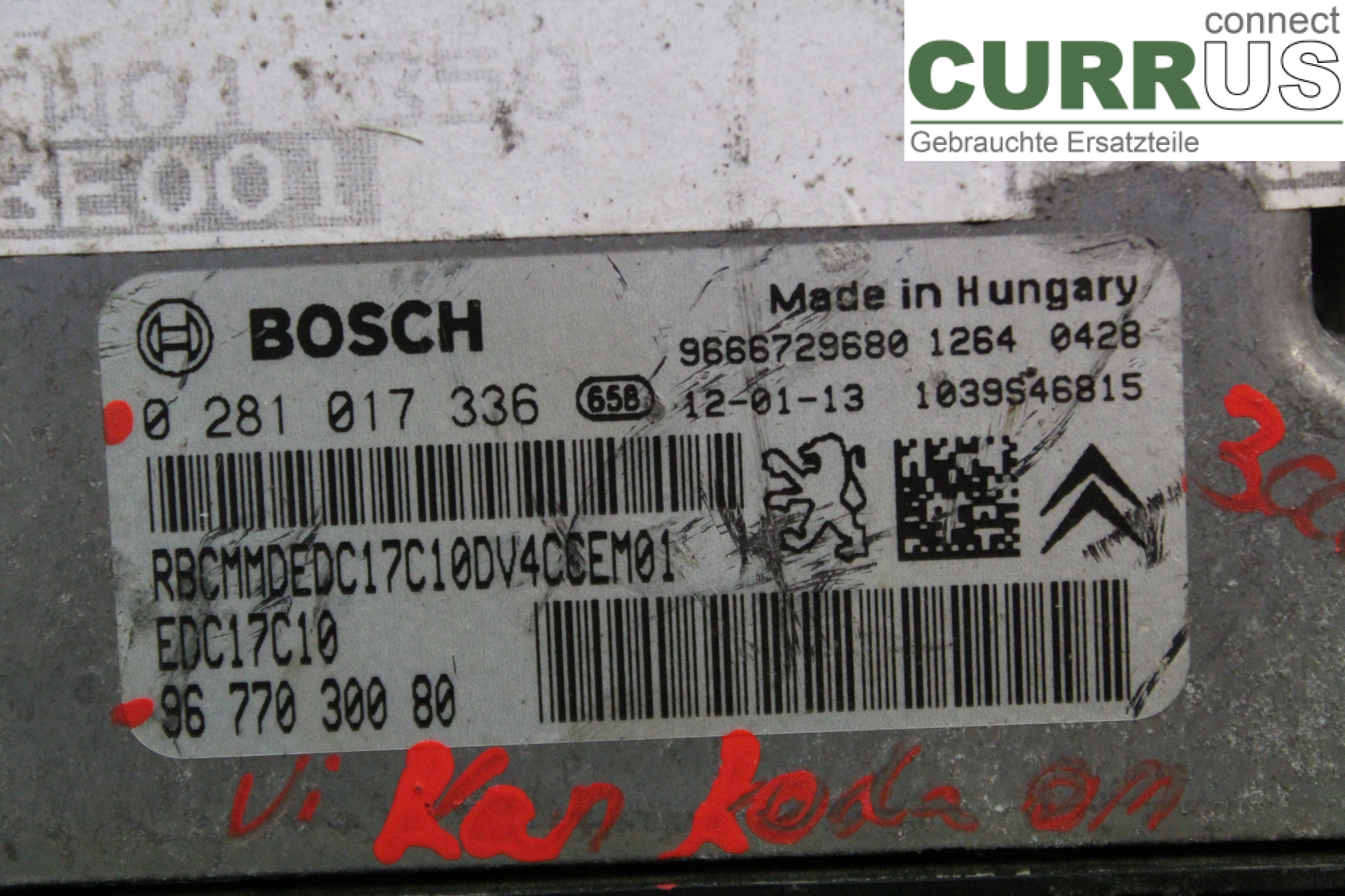 PEUGEOT 207 Motorens styreenhed (ECU) 9677030080 