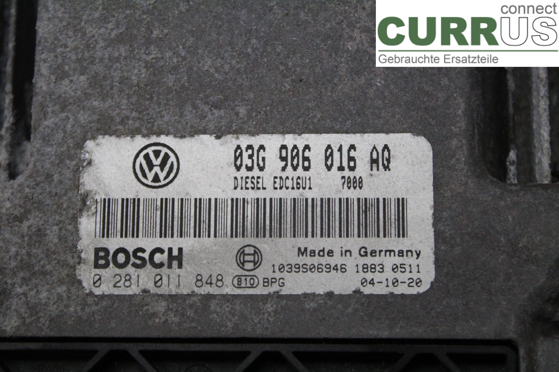 VW GOLF V      04-09 Engine Control Unit (ECU) 03G906016AQ 2,0TDI/BKD
