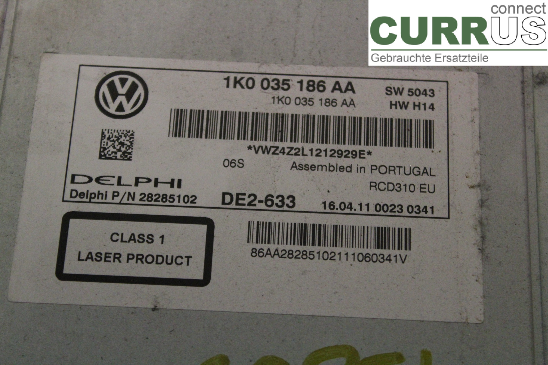 VW CADDY 11-15 Radio-CD-/Multimedia-Panel 1K0035186AA 2,0TDi/CFHC