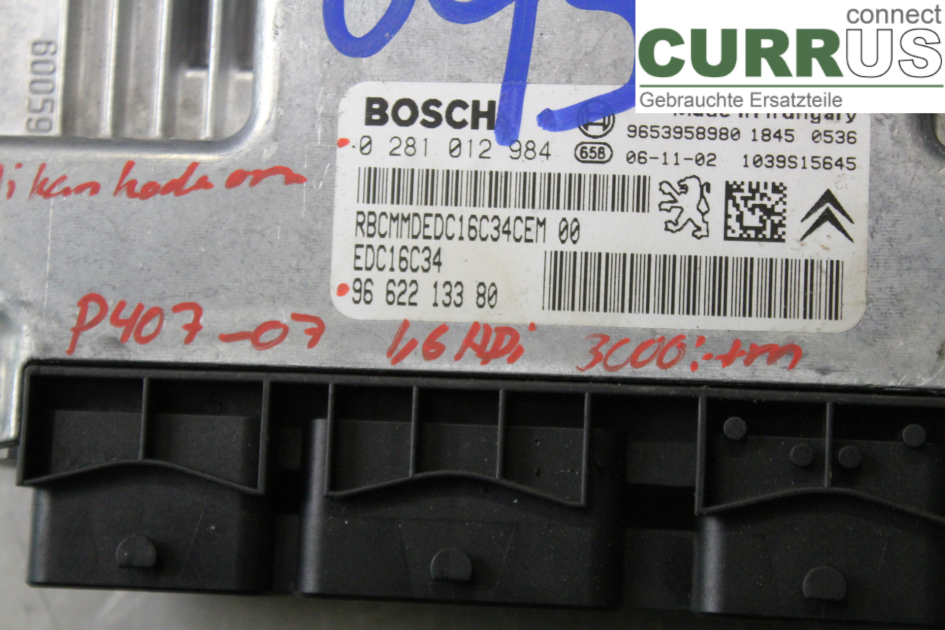 PEUGEOT 407 Engine Control Unit (ECU) 9662213380 