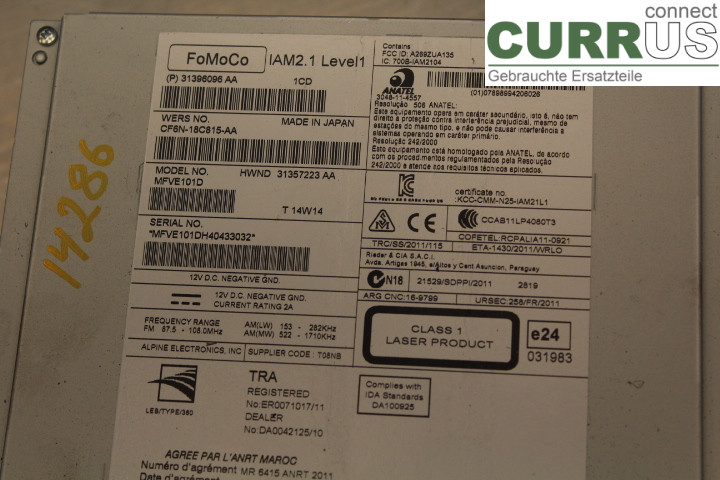 VOLVO V70    14-16 Radio CD / panel multimedialny P31396096AA 1,6D/D4162T