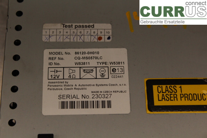 PEUGEOT 107 Radio CD / Multimedia panel 861200H010 1,0i/CFA