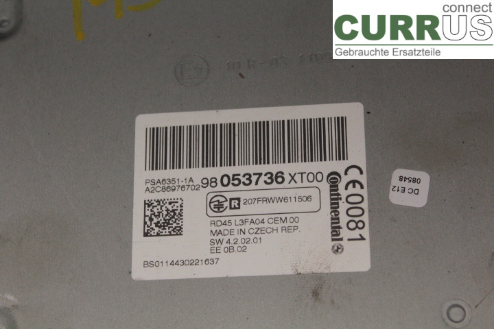 CITROEN BERLINGO  08-18 Radio CD / Multimedia panel 98053736XT00 1,6HDi/9HF