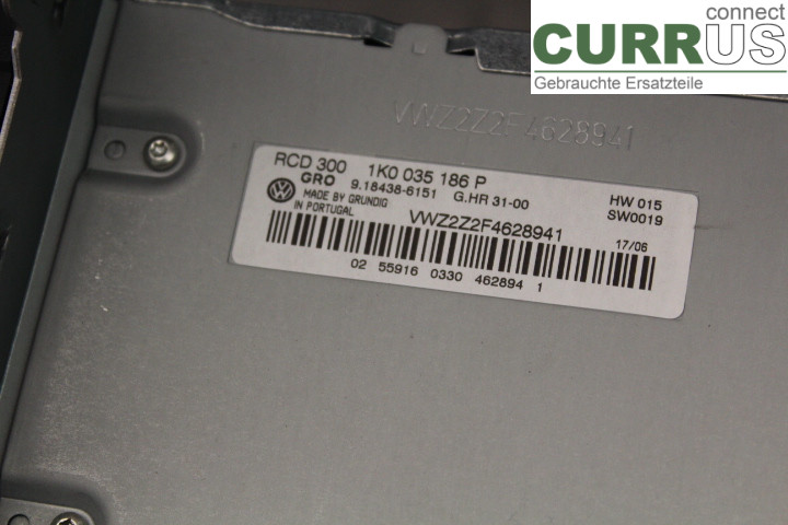 VW PASSAT      05-10 Radio CD /Multimediapanel 1K0035186P 2,0TFSi/BWA