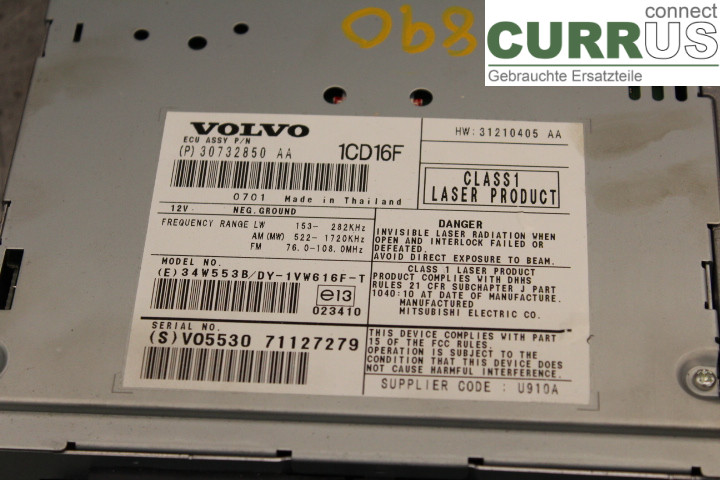 VOLVO V50      04-07 Radio CD / Multimedia panel 30732850AA 2,0D/D4204T