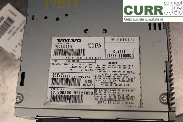 VOLVO V50      08-12 Radio CD / Multimedia panel 31285448 1,8i/B4184S8