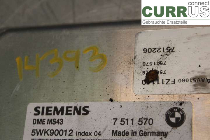 BMW 3 E46      98-05 Engine Control Unit (ECU) 7511570 3,0i/M54B30
