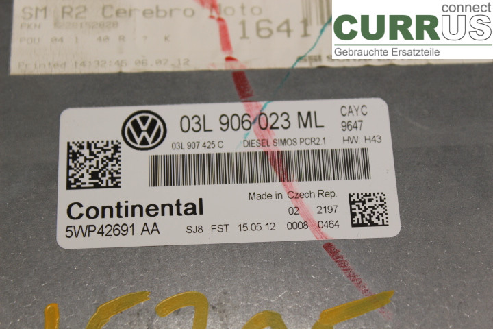 VW GOLF VI     09-13 Engine Control Unit (ECU) 03L906023ML 1.6TDi/CAYC