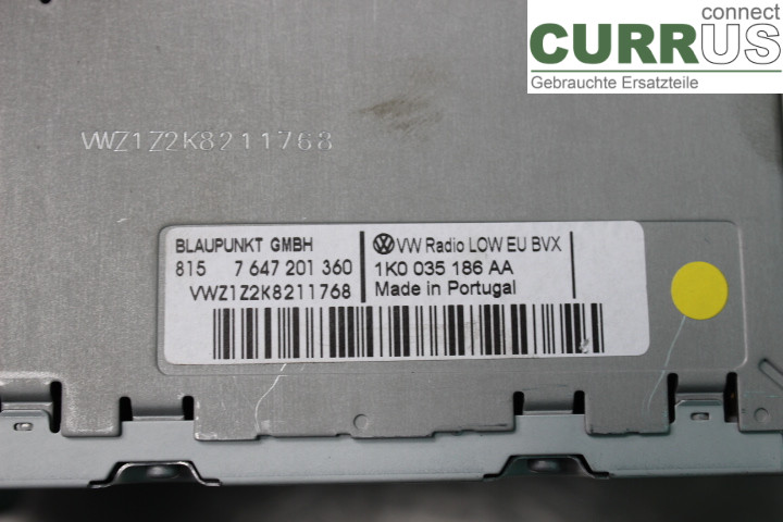 VW CADDY      04-10 Radio CD / Multimedia panel 1K0035186AA 1,9TDi/BSU