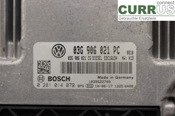 VW CADDY      04-10 Engine Control Unit (ECU) 03G906021PC 1,9TDi/BSU