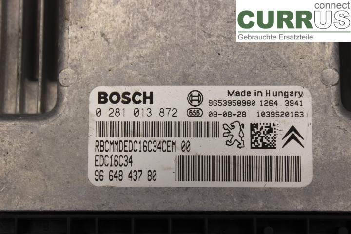 PEUGEOT 207 Motorsteuergerät (ECU) 9664843780 1,6HDi/9HV