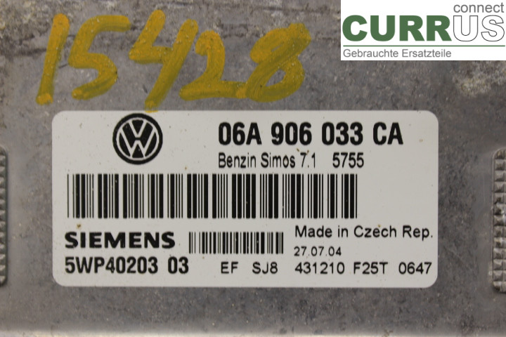 VW GOLF V      04-09 Engine Control Unit (ECU) 06A906033CA 1,6i/BGU