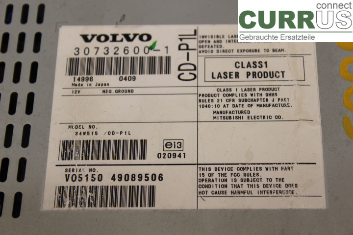 VOLVO V50      04-07 Radio CD / Multimedia panel 307326001 2.0D/D4204T
