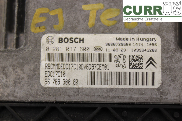 PEUGEOT PARTNER   08-15 Engine Control Unit (ECU) 9676830080 1.6HDi/9HF