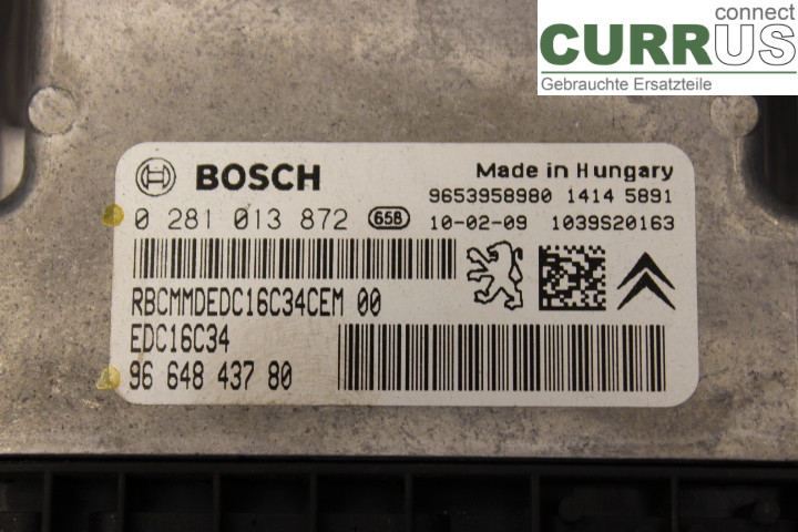CITROEN BERLINGO  08-18 Engine Control Unit (ECU) 9664843780 