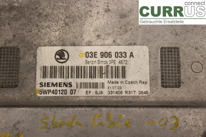 SKODA FABIA         07-14 Engine Control Unit (ECU) 03E906033A 