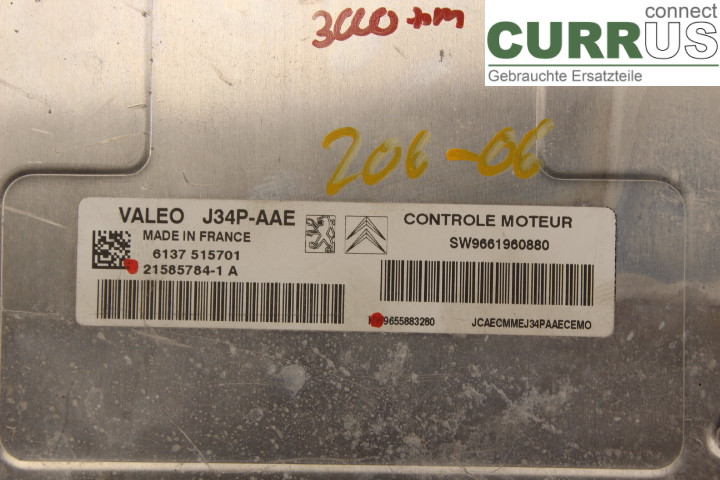 PEUGEOT 206  98-09 Engine Control Unit (ECU) 9655883280 