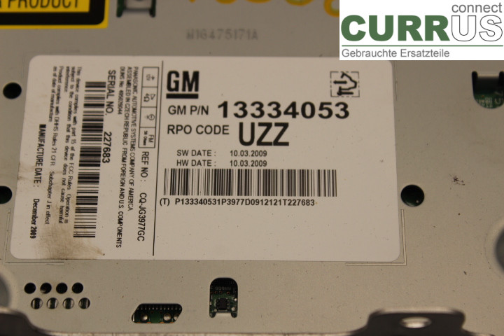 OPEL ASTRA  J    10-15 Radio CD /Multimediapanel 13334053 1,6/A16XER
