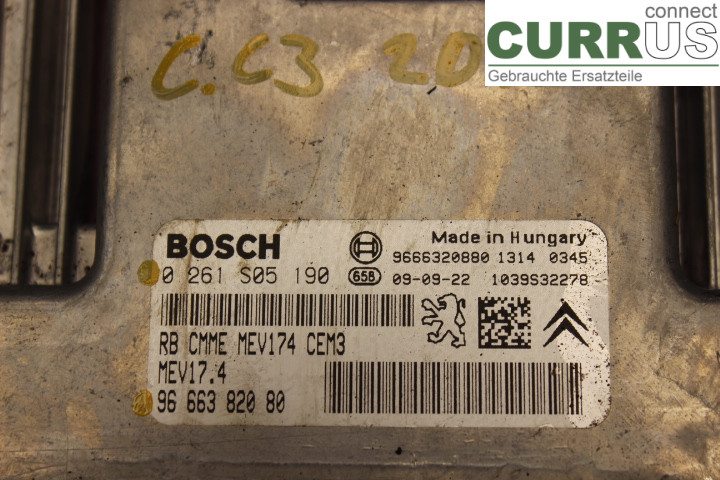 CITROEN C3    05-10 Engine Control Unit (ECU) 9666382080 