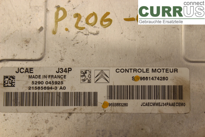 PEUGEOT 206  98-09 Engine Control Unit (ECU) 9661474280 