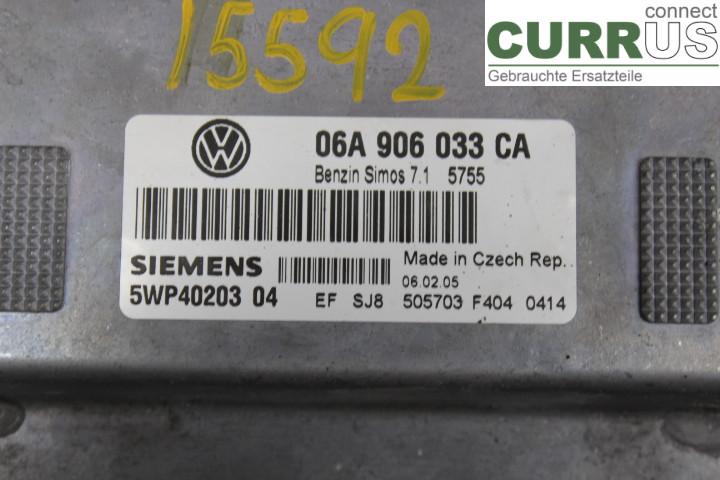 VW GOLF V      04-09 Engine Control Unit (ECU) 06A906033CA 1,6i/BGU