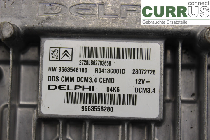 PEUGEOT 407 Engine Control Unit (ECU) 96635848180 2.0HDi/RHR
