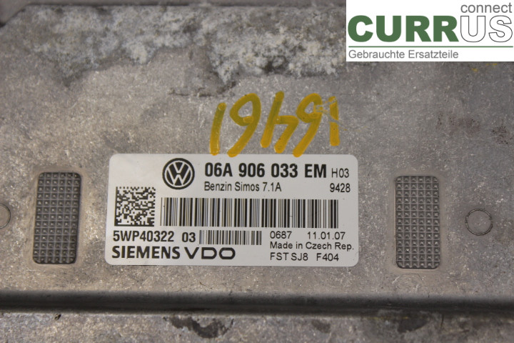 VW GOLF V      04-09 Engine Control Unit (ECU) 06A906033EM 1.6i/BSE