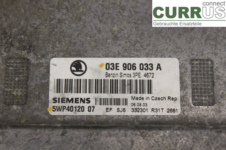SKODA FABIA    99-07 Unité de contrôle moteur (ECU) 03E906033A 