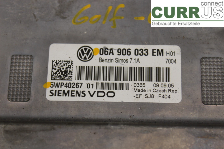 VW GOLF V      04-09 Engine Control Unit (ECU) 06A906033EM 