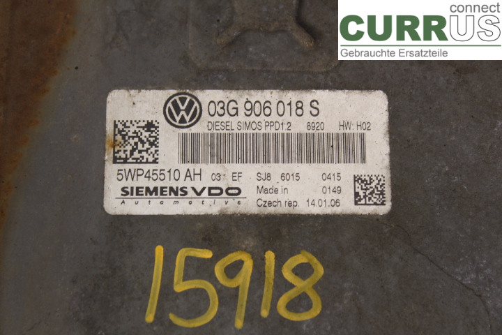 VW PASSAT      05-10 Engine Control Unit (ECU) 03G906018S 2.0TDi/BMR