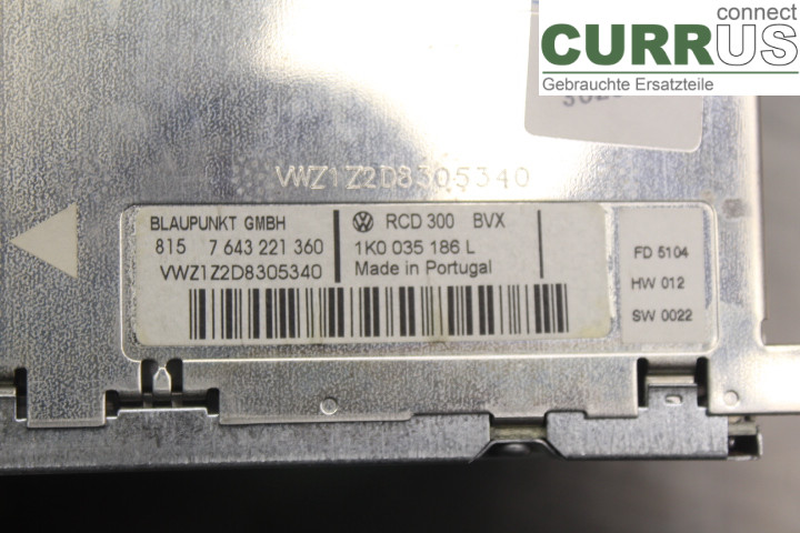 VW CADDY      04-10 Radio CD / panel multimedialny 1K0035186L 1,9TDi/BJB