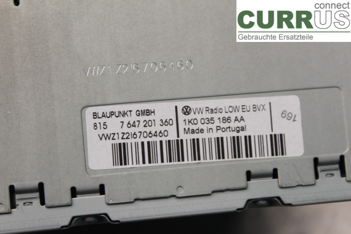 VW CADDY      04-10 Radio CD / Multimedia panel 1K0035186AA 1,9TDi/BLS