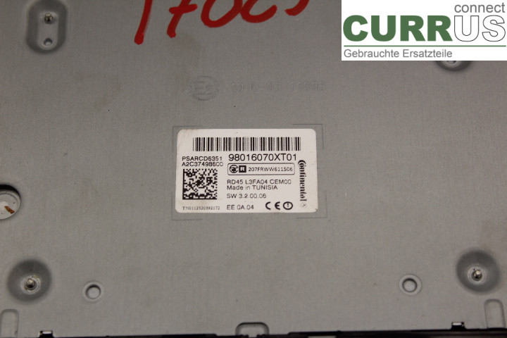 CITROEN BERLINGO  08-18 Radio CD / Multimedia panel 98016070XT01 1,6HDi/9HN