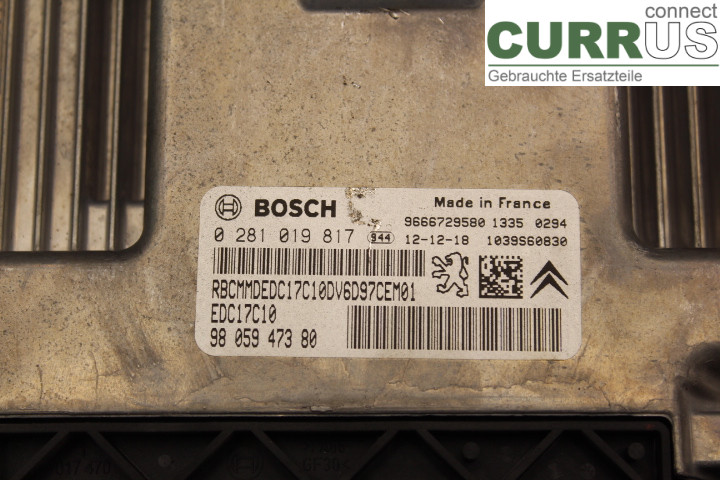 CITROEN BERLINGO  08-18 Engine Control Unit (ECU) 9805947380 1,6HDi/9HN