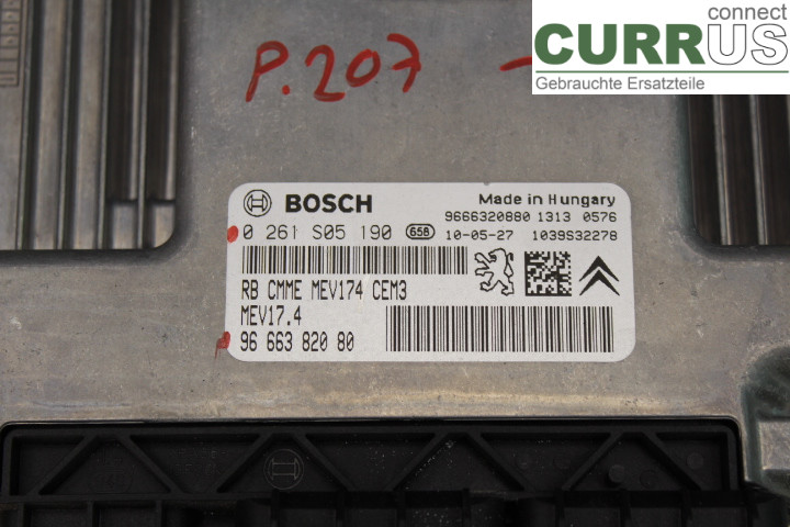 PEUGEOT 207 Engine Control Unit (ECU) 9666382080 