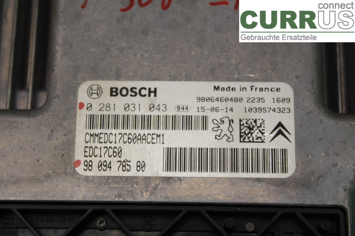 PEUGEOT 308  14-21 Sterownik silnika (ECU) 9809478580 