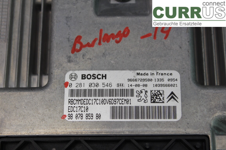 CITROEN BERLINGO 08-18 Engine Control Unit (ECU) 9807885980