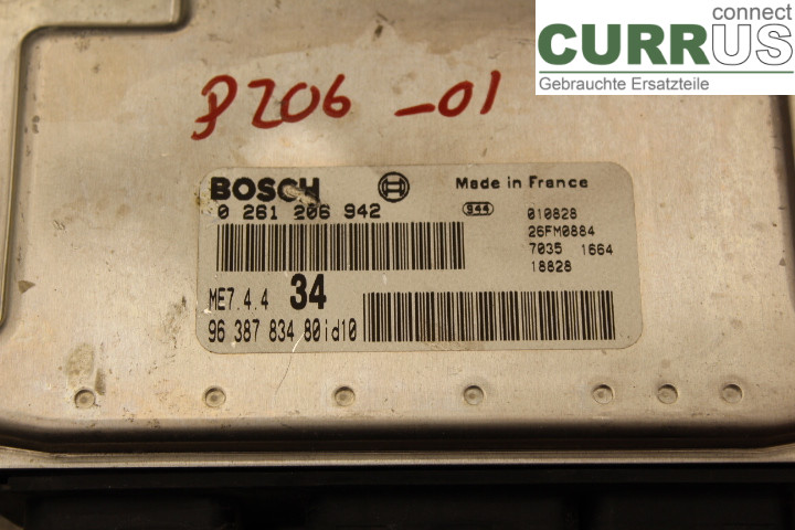 PEUGEOT 206  98-09 Engine Control Unit (ECU) 9638783480 