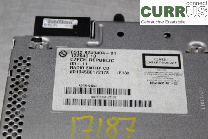 BMW 1 E87/81 5D/3D 03-11 Radio CD / Multimedia panel 6512924940401 2.0D/N47D20C
