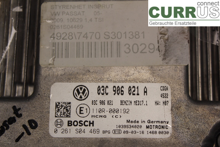 VW PASSAT      05-10 Motorsteuergerät (ECU) 03C906021A 