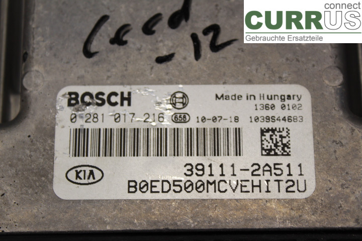 KIA CEED  12-18 Unité de contrôle moteur (ECU) 391112A511 
