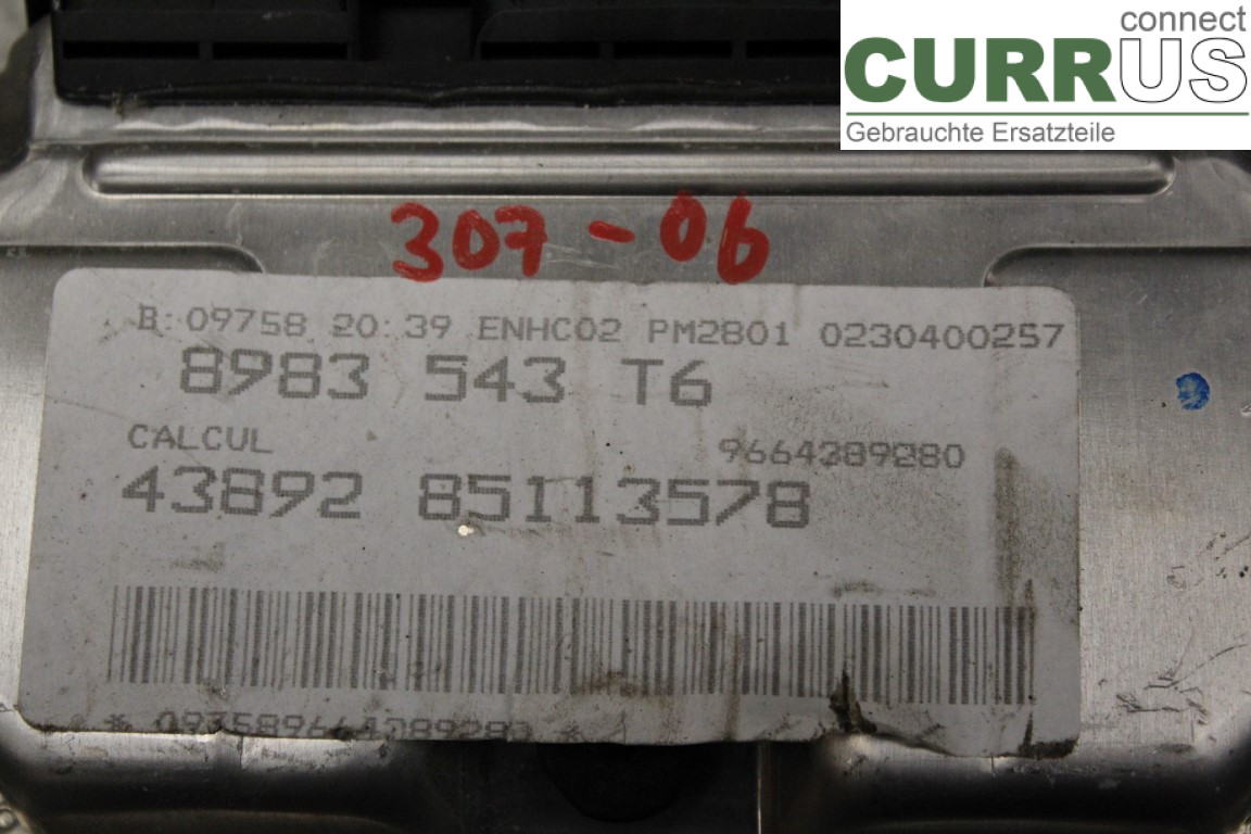PEUGEOT 307     05-08 Engine Control Unit (ECU) 9664389280 