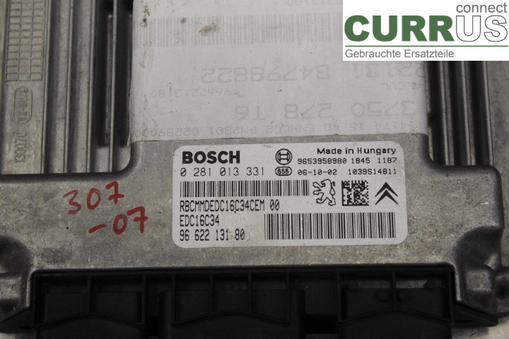 PEUGEOT 307     05-08 Engine Control Unit (ECU) 9662213180 