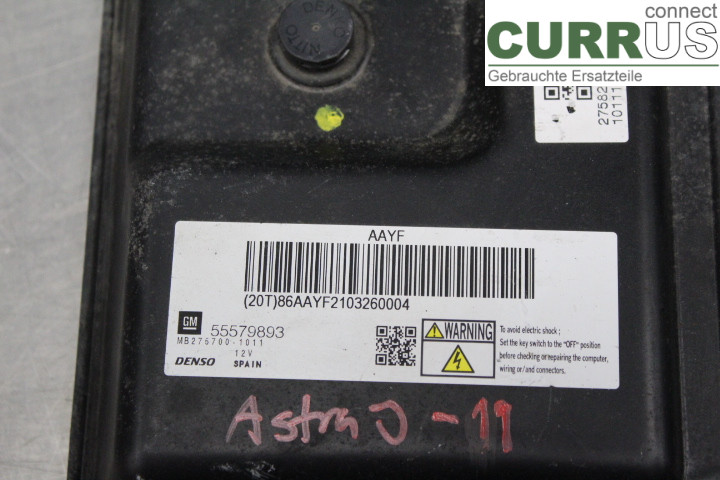 OPEL ASTRA  J    10-15 Engine Control Unit (ECU) 55579893 