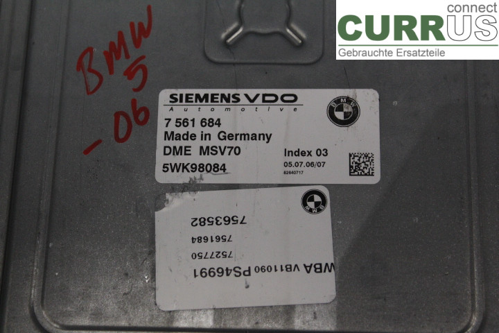 BMW 5 E60/61 Sed/Tou 02-10 Engine Control Unit (ECU) 7561684