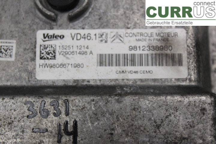 PEUGEOT 308 08-13 Engine Control Unit (ECU) 9812338980 