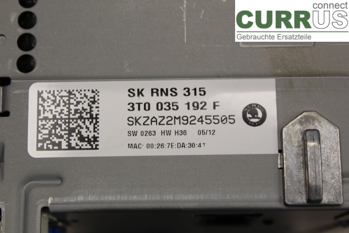 SKODA SUPERB      09-15 Radio CD / Multimedia panel 3T0035192F 2.0TDi/CFFB