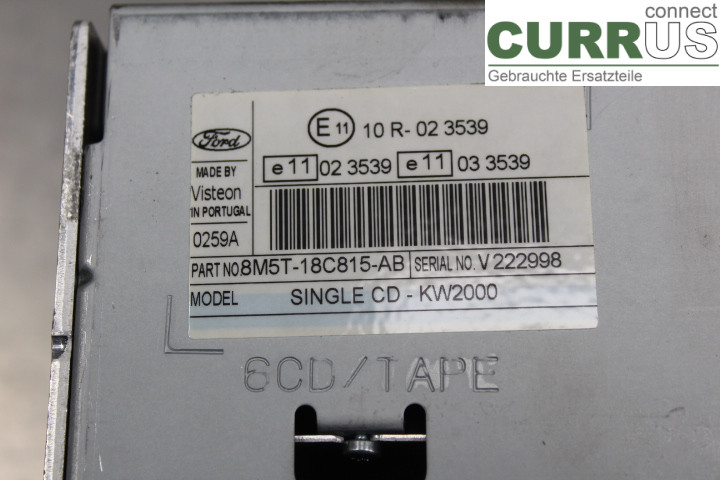FORD FOCUS     08-11 Radio CD / panel multimedialny 8M5T18C815AB 1.6TDCi/G8DB